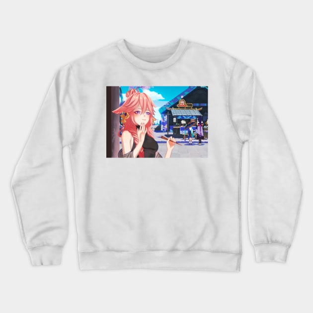 Yae miko  - Genshin Impact Crewneck Sweatshirt by SosiCreatesArt